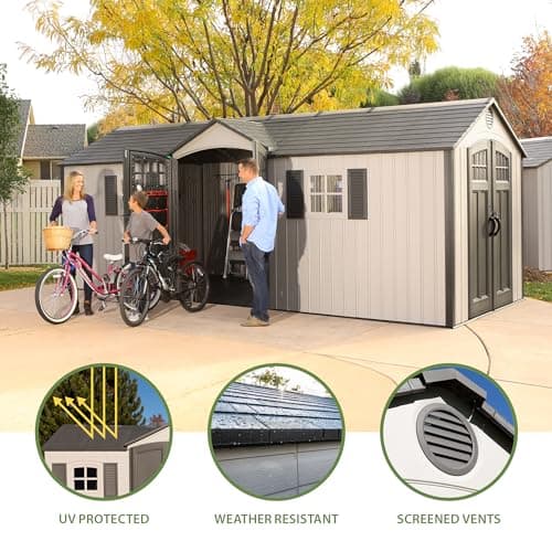 Lifetime 60127 20 x 8 Ft. Outdoor Storage Shed, Desert Sand