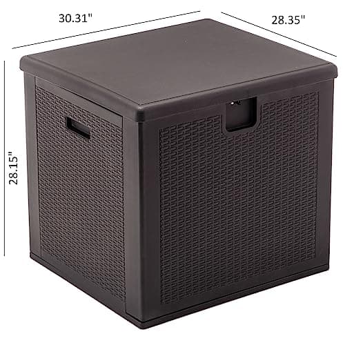 BTEXPERT 80 Gallon Large Deck Box Outdoor Storage Container for Patio Furniture Garden Tools Cushions Pool Supplies Sports Equipment Waterproof Lockable Steel Metal insert rod UV Resistant Resin