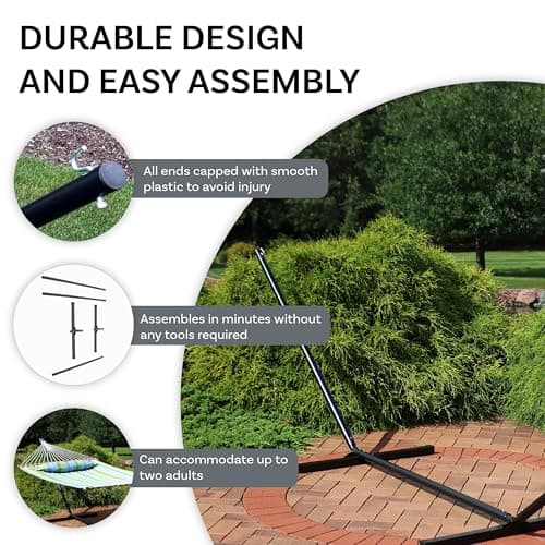 Sunnydaze Steel Hammock Stand for Outside - 400-Pound Capacity Indoor/Outdoor Hammock Stand Only - Black Powder-Coated Finish - 15-Foot
