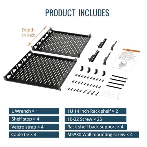 Tecmojo 20U Open Frame Network Rack for IT & AV Gear, Black, Alloy Steel, Rack Mount, Wall Floor Mount, Compatible with Networking Devices, Servers, IT Equipment