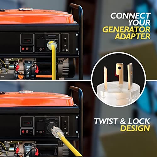 TOOLIOM 30 Amp Generator Adapter Cord Power Splitter, NEMA L5-30P to 3 x 5-15R/5-20R Household Plug, ETL Listed Generator Extension Cord 125V 3750W Stow 12AWG/3C (2 FT)
