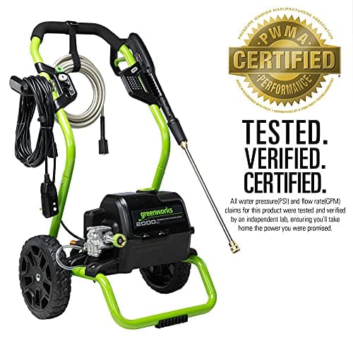 Greenworks 2000 Max PSI @ 1.1 GPM (13 Amp) Electric Pressure Washer GPW2000-1RG + Surface Cleaner Universal Attachment 30012