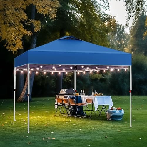 PHI VILLA Outdoor Pop up Canopy 10'x10' Tent Camping Sun Shelter-Series Party Tent, 100 Sq. Ft of Shade (Blue)