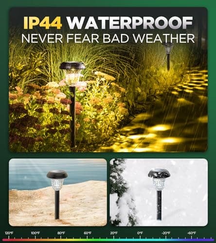 Super Bright Solar Lights Outdoor Waterproof 10 Pack, from Dusk to Dawn Up to 12H Solar Light for Outside, Auto On/Off Solar Powered Garden Pathway Lights, Yard Landscape Lighting