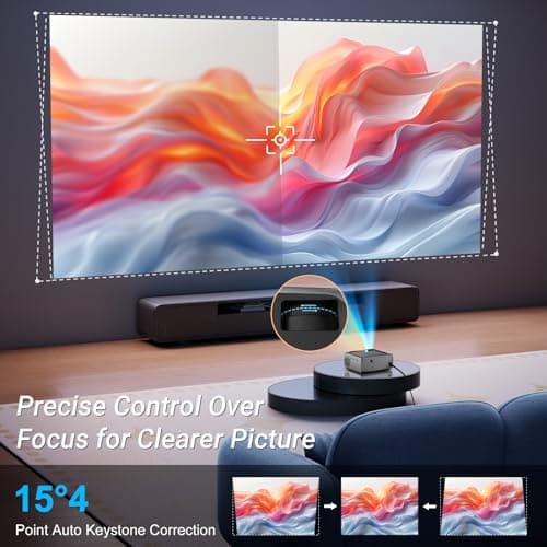 Projector with WiFi and Bluetooth, 4K Decode Outdoor Movie Use 500 ANSI Native 1080P with Auto Keystone HIFI Speaker, 270" Screen 50% Zoom Phone Mirror F410 Game Projector for HDMI/USB/PC/TV Stick/PS5