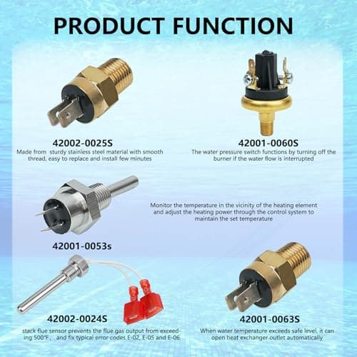 Pool Heater Repair Kit 42002-0024S 42001-0063S 42001-0053S Heater Thermistor 42001-0060S 42002-0025S Replacement for Pentair Sta Rite MasterTemp &Max-E-Thermistors Pool Spa Hearter Repair Kit