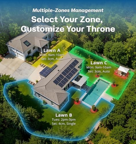 Robot Lawn Mower Boundary Wire-Free T1200Pro 2025 Version, Unlimited Mowing Zones, Customized Mowing Setting, RTK+ Real-time AI Vision Navigation and Obstacle Avoidance