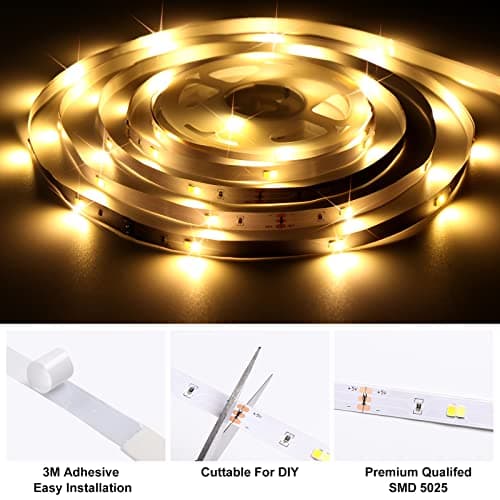 Motion Sensor Led Light Strip 9.8FT，Rechargeable Lithium Battery Power Supply，Multi-Functional Controller Dimmer and Timer for Bedroom Kitchen Showcase Stair Corridor Dark Corner