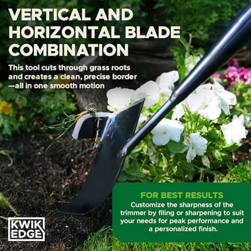 Edging Shovel for Landscaping - Garden Edging Tool for Landscaping, Hand Edger Lawn Tool for Precise Clean Borders, Long Handle Manual Edger for Lawn, Sidewalk, Flower Beds & Pathways - KWIK EDGE Tool