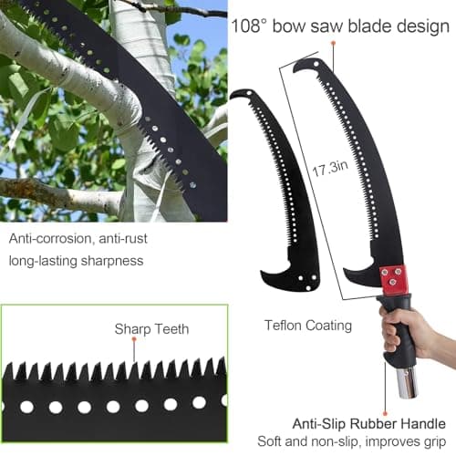 Pole Saws for Tree Trimming, 7.3-27 ft Manual Pole Saw Extendable Tree Trimmer, Long Branch Trimmer Tree Pole Pruner Saw Blades and Scissors Set for Pruning Palms and Shrubs (Red)