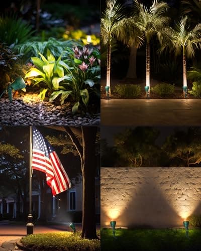 DEWENWILS 120V Spotlight Outdoor, 400LM Waterproof LED Spot Light with 3 Extra Lenses (Red Yellow Green), Landscape Lighting for Holiday, Trees, 5FT Extension Cord, UL Listed