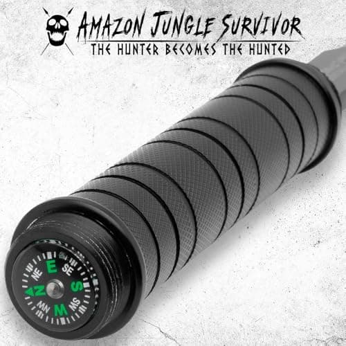 Amazon Jungle Survivor Break-Down Spear | Non-Reflective Finish 2Cr13 Stainless Steel Blade | Textured Steel Shaft | Zippered Carrying Case | Black Oxide Finish | Versatile | 45 1/2" Overall