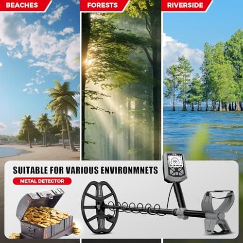 Metal Detector for Adults,12″ IP68 Waterproof Search Coil with High Accuracy System,Advanced DSP Chip Technology,5 Modes with LCD Backlit Display for Beach Hunting&Jewelry Finding