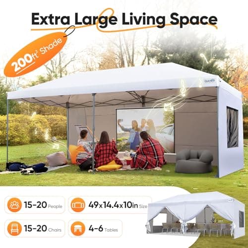 Quictent 10x20 ft Pop up Canopy with Sidewalls Easy up Canopy Tent Instant Shelter with Windows for Outdoor Event Party
