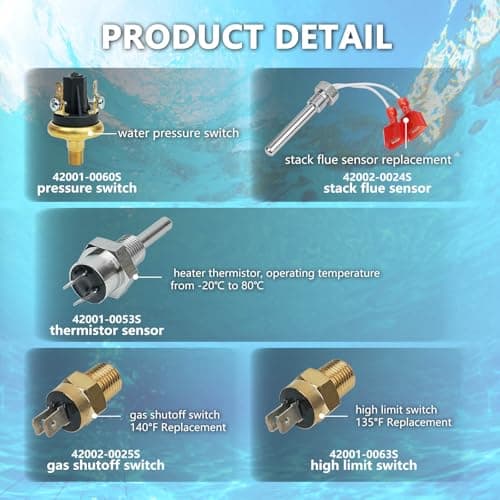 Pool Heater Repair Kit 42002-0024S 42001-0063S 42001-0053S Heater Thermistor 42001-0060S 42002-0025S Replacement for Pentair Sta Rite MasterTemp &Max-E-Thermistors Pool Spa Hearter Repair Kit