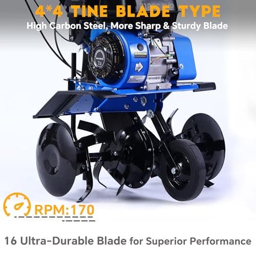Rear Tine Tiller– 7HP 212CC 4-Cycle Gas Engine, 22" Adjustable Width, Heavy Duty High Carbon Steel Tines, Instant Reverse, Tiller for Gardening, New Ground Breaking & Deep Soil Cultivation