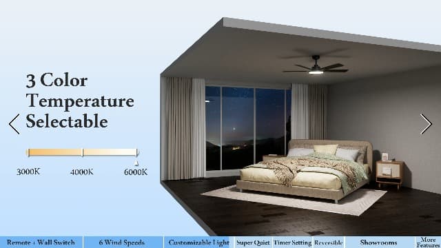 addlon Ceiling Fans with Lights, 52 inch Black Ceiling fan with Light and Remote Control, Reversible, 3CCT, Dimmable, Noiseless, Ceiling Fan for Bedroom, Farmhouse, living room, Indoor/Outdoor Use