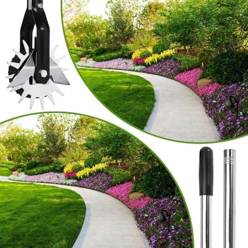 Wheel Rotary Edger Manual Lawn Tool for Sidewalk Edger Rotary Wheel Rotary Wheel Manual Edger Lawn Tool Strong 4 Sections Stainless Steel Handle