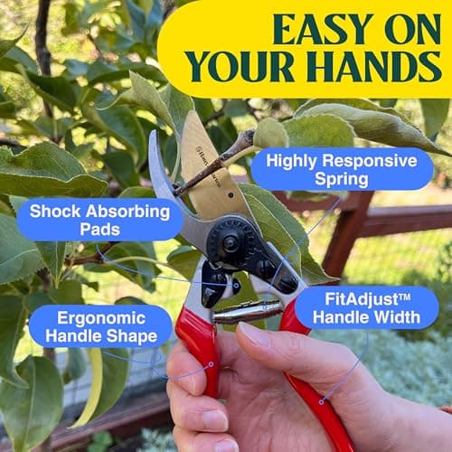 EnduroPRO Ergonomic Bypass Pruners - Professional Titanium Garden Shears - Heavy Duty Hand Pruning Scissor, Tree Trimmer, Gardening Tool, Branch, Hedge, Rose, Shrub & Bush Clippers