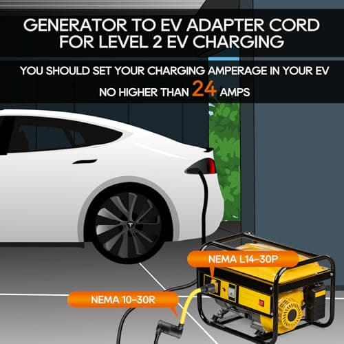 Generator to Dryer Adapter Cord NEMA L14-30P to 10-30R 30 Amp, ETL Listed, 4 Prong Locking Generator Male to 3 Prong Dryer Female for EV, 10 AWG STW, 1FT