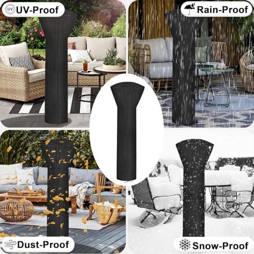 OutdoorLines Waterproof Outdoor Patio Heater Covers with Zipper and Storage Bag, Dust-proof UV-Resistant Windproof Propane Heavy Duty Heater Cover for Standing Heater, 1 Pack-89Hx33Dx19B inch Black
