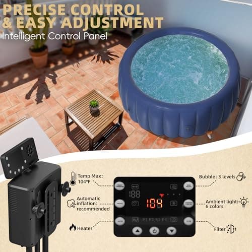 2-4 Person Inflatable Hot Tub, Portable Outdoor Spa with 146 Soothing Air Jets(73" x 28"), Portable Hot Tub with Cover and Heater Pump, Blue
