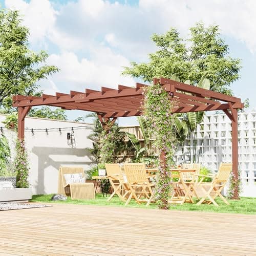 Outsunny 11' x 12.5' Outdoor Pergola, Wood Pergola Gazebo Grape Trellis with Stable Structure for Climbing Plant Support, Patio, Deck, Backyard, Lawn