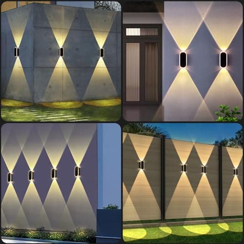 Solar Fence Lights Outdoor - 3000/4000/6000K 3 Modes,Up & Down Lighting IP65 Waterproof Fence Lights Solar Powered, Solar Wall Lights Outdoor for Backyard/Garden/Patio/Garage and Wall decor (8 pack)