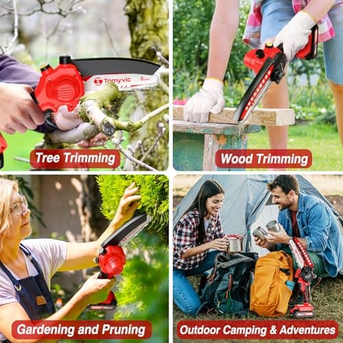 Electric Mini Chainsaw Battery Powered - 6 Inch Cordless Handheld Power Chain Saw With Charger For Trimming On Tree Branches, Wood Cutting, Pruning Limbs To Yard Clean-Up & Gift-Ready