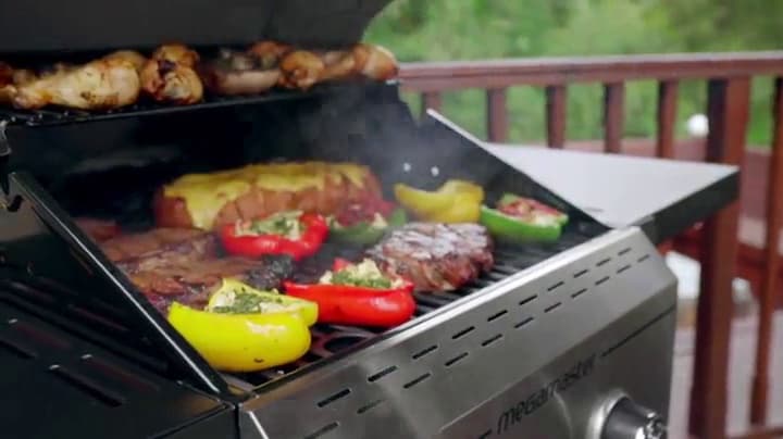 2-Burner Propane Barbecue Gas Grill with Foldable Side Tables, Perfect for Camping, Outdoor Cooking, Patio, Garden Barbecue Grill, 28000 BTUs, Silver and Black, 720-0864MA