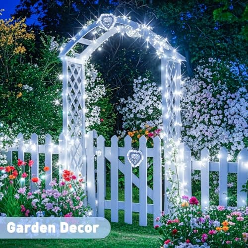 JMEXSUSS 2 Pack Solar String Lights Outdoor Waterproof, Each 33FT 100 LED Solar Lights Outdoor, 8 Modes White Fairy Light for Outside Yard Tree Patio Garden Wedding Christmas Decorations