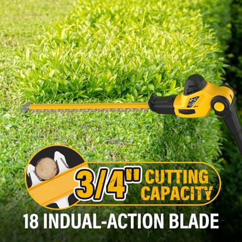 Pole Saw 8-Inch Cordless Tree Trimmer and 18-Inch Pole Hedge Trimmer 2-In-1,15-Feet Max Reach, Auto Oiling, Telescoping Pole Chainsaw with 2.0Ah Battery & Charger