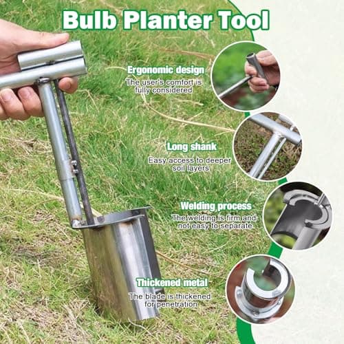 2 Pack Bulb Planter Tool Stainless Steel, Plant and Fruit Tree Seedling Transplanter, Bulb Transplanter Tool for Digging Holes to Transplanting