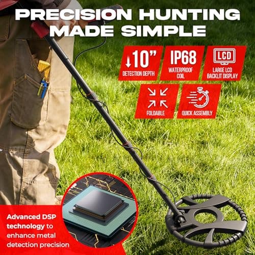 Metal Detector for Adults with Pin Pointer - Waterproof Metal Detector, Pinpointer with 5 Modes, Headphones, Bag, Dagger,Adults Professional, Beach, ip68 Coil,Gold Detector