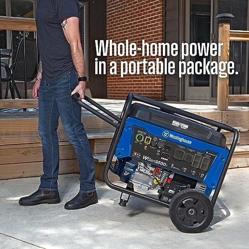 Westinghouse 12500 Peak Watt Home Backup Portable Generator, Remote Electric Start with Auto Choke, Transfer Switch Ready, Gas Powered, CO Sensor
