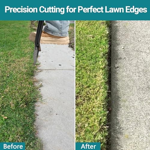 One-Piece 40in Manual Edger Lawn Tool with Spring Steel Blade Manganese Steel Border Edger for Landscaping Rustproof Half Moon Edger with Rubber Handle for Garden Maintenance