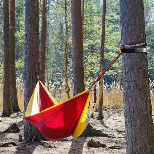 Hammock Tree Straps, Portable 10 FT Long 16+1Loops Adjustable Suspension Straps, 100% No Stretch&Lightweight, 1400 LBS Combined Hammock Accessories, Fits All Hammocks
