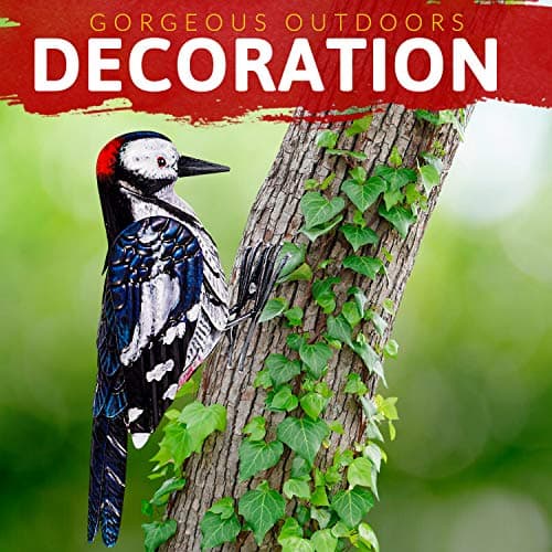 Shefio Woodpecker Gifts - Metal Woodpecker Yard Art - Handmade Outdoor Decor - Backyard & Garden Gifts