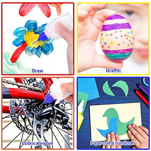 12pcs Precision Tip Applicator Bottles with 5 Mini Funnels, YGDZ 30ml Needle Tip Squeeze Glue Bottles for Paint Quilling Craft, 6 Colors