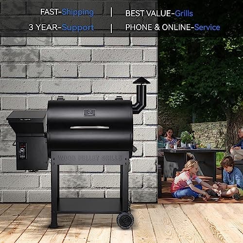 Z GRILLS Pellet Smoker Grill with PID Control, Rain Cover, 700 sq. in Cooking Area for Outdoor BBQ, ZPG-7002BPro