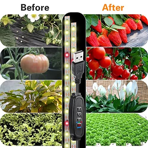 Grow Light Strip USB Waterproof Plants Full Spectrum Plant Grow Lights Indoor,with Auto ON/Off Timer White Red 120 LEDs Sunlike Grow Lamp for Plant Light for Indoor Plants (1)