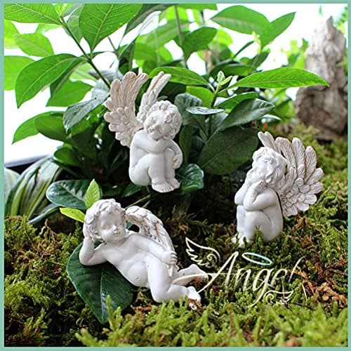 5 Pcs Little Angel Statues Miniatures Garden Stakes Resin Flower Pot Decoration Miniature Garden Planters Angel Figurines Decor