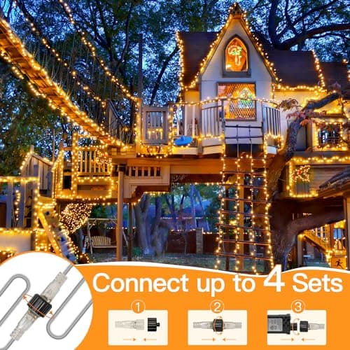 shineshine 150 LED String Lights Indoor Outdoor, Connectable Warm White String Lights for Bedroom, 8 Modes Plug in Waterproof Fairy Lights with Timer, Party Wedding Decorations