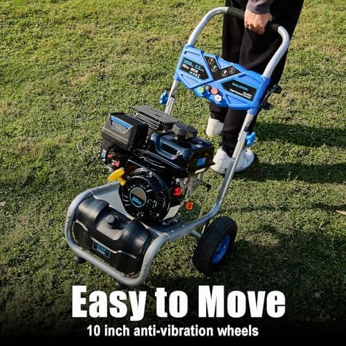 Gas Pressure Washer 3500 PSI, 2.3 GPM Heavy Duty High Power Washer,209CC 7HP Engine with 25Ft Pressure Hose, Axial Aluminum Pump, Soap Tank, 4 Quick Connect Nozzle (Blue)