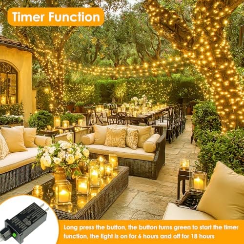 66Ft 200 LED Fairy Lights Plug in, Waterproof String Lights Outdoor & Indoor 8 Modes Christmas Light Bedroom Decor, Timer Twinkle Lights for Girl's Room Garden Party Christmas Decorations (Warm White)