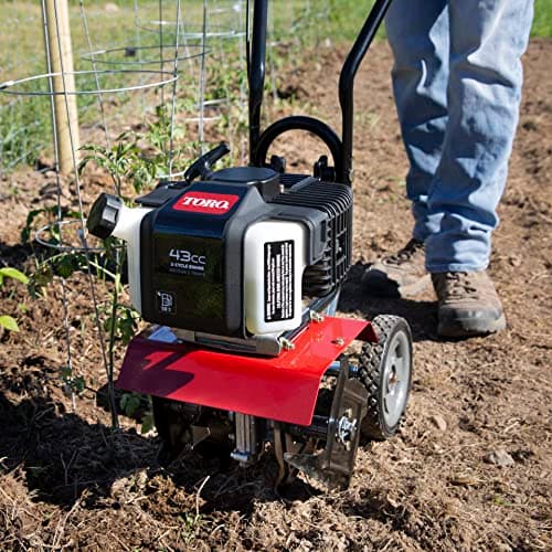 Toro 58601 Cultivator, 43cc 2-Cycle Engine, Adjustable Tilling Width 6-10”, Overhand Handlebars, 8” Max Cultivating Depth, Lightweight