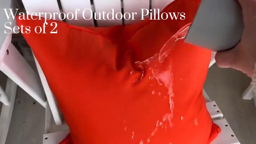 Waterproof Outdoor Pillows, Feather and Down Filled Outdoor Throw Pillows Water-Resistant Decorative Premium Lumbar Pillow Pack of 2