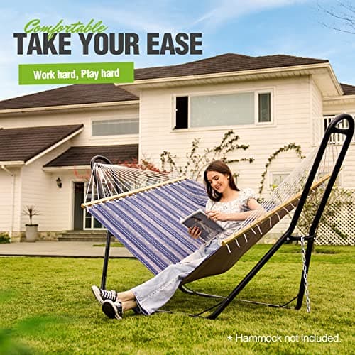 Zupapa 2 Person Steel Hammock Stand 550 lb Capacity, Portable Hammock Frame Stand Heavy Duty for 9 to 14Feet Hammocks, Carry Bag Included, Black