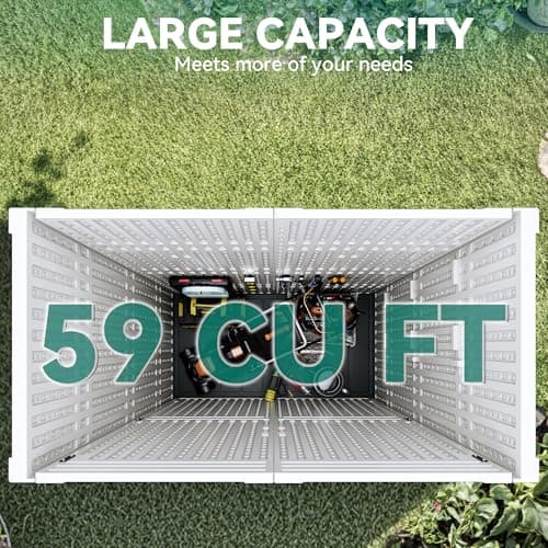 YITAHOME 59 cuft Outdoor Vertical Storage Shed, Tall Storage Shed Outdoor w/o Shelf, Outdoor Waterproof Storage Cabinet for Garage, Pool Storage, Garden Shed Outdoor Storage, Light Gray