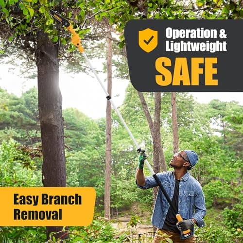 2-in-1 Cordless Pole Saw, Brushless Mini Chainsaw with Pole, 20V 4.0Ah Battery Powered Pole Saws for Tree Trimming, 8" Cutting Power Small Pole Saw, 18ft Reach Electric Saw for Trees With Pole